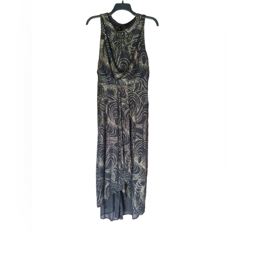 Shelby Nites Black & Gold embellished Sleeveless Party Dress Ladies 14 GLAM MOB
